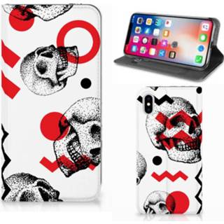 👉 Mobiel BookCase Apple iPhone Xs Max Skull Red