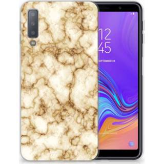 👉 Samsung Galaxy A7 (2018) TPU Siliconen Hoesje Marmer Goud