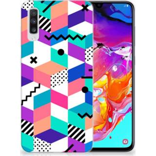 👉 Samsung Galaxy A70 TPU Hoesje Design Blocks Colorful 8720091658936