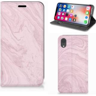 👉 Stand case roze Apple iPhone Xr Standcase Marble Pink 8720091708167