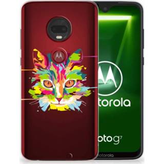 👉 Motorola Moto G7 | G7 Plus Telefoonhoesje met Naam Cat Color