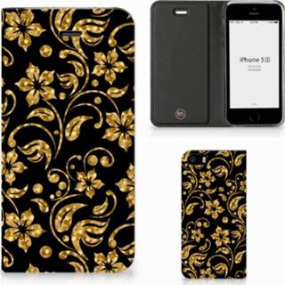👉 Gouden IPhone SE|5S|5 Smart Cover Bloemen 8720091739277