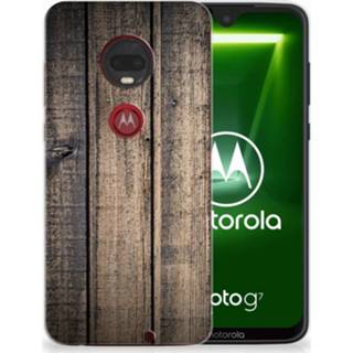 👉 Hout Motorola Moto G7 | Plus Uniek TPU Hoesje Donker 8720091307278