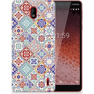 👉 Nokia 1 Plus TPU Siliconen Hoesje Tiles Color