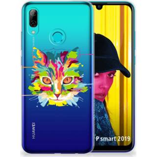 👉 Huawei P Smart 2019 Telefoonhoesje met Naam Cat Color