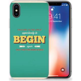 👉 X XS Apple iPhone | Uniek TPU Hoesje Quote Begin 8720091830950