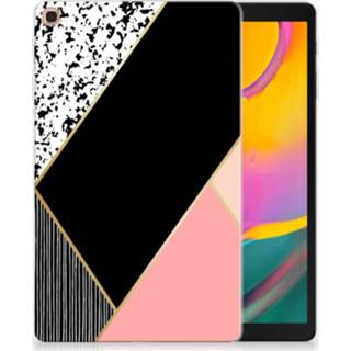 Tablethoes zwart roze Samsung Galaxy Tab A 10.1 (2019) Uniek Tablethoesje Black Pink Shapes 8720091832633