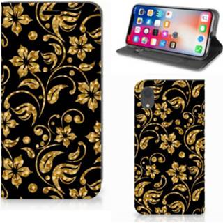 👉 Apple iPhone Xr Smart Cover Gouden Bloemen