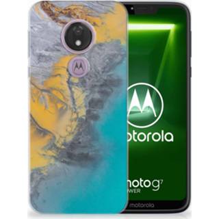 👉 Siliconen hoesje goud blauw Motorola Moto G7 Power TPU Marble Blue Gold 8720091847583