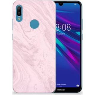 👉 Siliconen hoesje roze Huawei Y6 2019 | Pro TPU Marble Pink 8720091850095