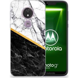 👉 Motorola Moto G7 Power TPU Siliconen Hoesje Marmer Wit Zwart - Origineel Cadeau Man