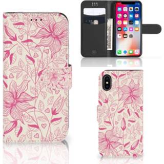 👉 XS x roze Apple iPhone | Hoesje Pink Flowers 8718894592052
