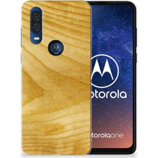 👉 Bumper hoesje hout Motorola One Vision Licht 8720091984073