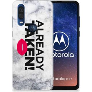 👉 Siliconen hoesje wit Motorola One Vision met naam Already Taken White 8720091903760
