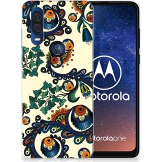 👉 Siliconen hoesje Motorola One Vision Barok Flower 8720091423688