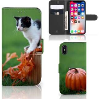 👉 Telefoonhoes XS x Apple iPhone | Telefoonhoesje met Pasjes Kitten 8718894547137