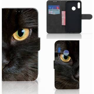 👉 Telefoonhoes zwarte Honor 10 Lite Telefoonhoesje met Pasjes Kat 8720091056169