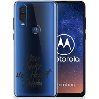 👉 Siliconen hoesje Motorola One Vision met naam Heart Smile 8720091239678