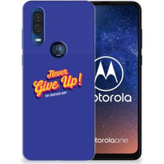 Siliconen hoesje Motorola One Vision met naam Never Give Up 8720091492035