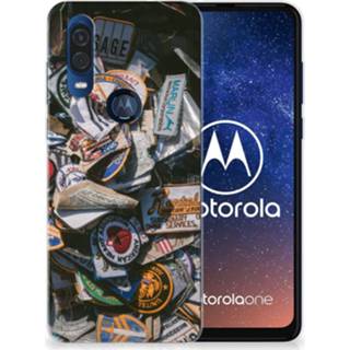 👉 Siliconen hoesje Motorola One Vision met foto Badges 8720091505384