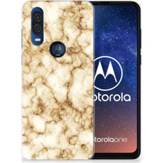 👉 Siliconen hoesje marmer goud Motorola One Vision TPU 8720091510661