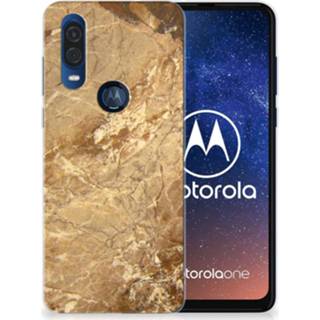 👉 Siliconen hoesje marmer Motorola One Vision TPU Creme 8720091600126