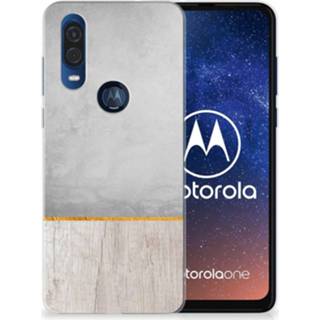 👉 Bumper hoesje Motorola One Vision Wood Concrete 8720091734357