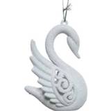 Witte zilver kunststof active Kerstboomhanger/kersthanger winter zwaan met glitters 10 cm