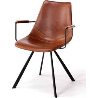 👉 Stoel bruin cognac kunstleer belgi vintage active stoelen 24Designs Hunter Armleuningen - Set Van 2 8719874348614