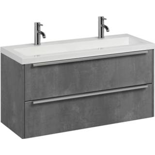 👉 Meubelset grijs active exclusief Saniselect Socan Slimline Square 2 lades 100cm beton 8714175950412