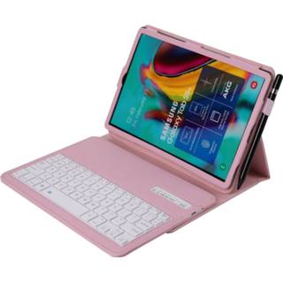 Bluetooth toetsenbord roze active Samsung Galaxy Tab S5e hoes - case 8719793044444
