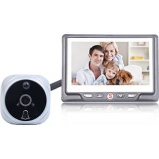 👉 Deurcamera zilver 4 3 inch LCD deur camera recordable digitale kijkgat video opname Motion detect Eye deurbel (zilver) 8006405266135