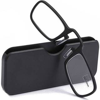 👉 Leesbril zwart 2 stks TR90 pince-nez Presbyopische bril met draagbare doos graad: + 1.50 D (zwart)