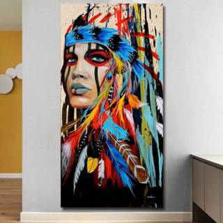 👉 Canvasschilderij meisjes vrouwen Moderne Wall Art Prints Coloful meisje gevederde canvas schilderij voor woonkamer Home decor grootte: 30x45cm