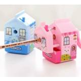 👉 Potlood Happy houses hand crank Slijer school briefpapier kantoorbenodigdheden willekeurige kleur levering