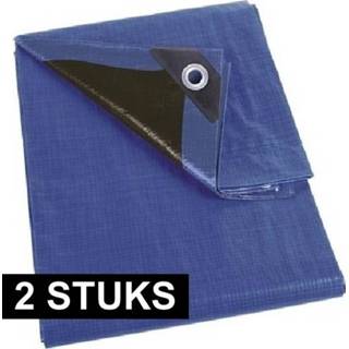 👉 Dekzeil blauw zwart 2x Waterdicht dekzeil/afdekzeil extra sterk blauw/zwart 2 x 3 m