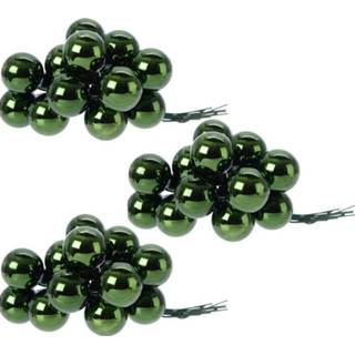 👉 Kerstbal groene glans 36x Donkergroene mini kerstballen kerststukje stekers 2 cm