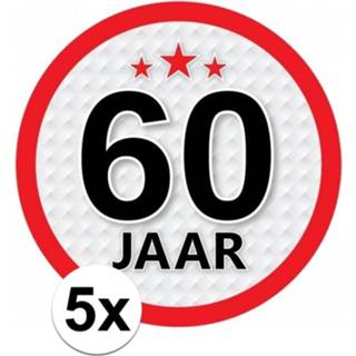 👉 Ronde sticker Leeftijdversiering 60 jaar 5 stuks