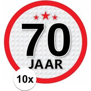 👉 Ronde sticker Leeftijdversiering 70 jaar 10 stuks