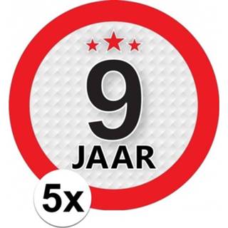 👉 Ronde sticker Leeftijdversiering 9 jaar cm 5 stuks