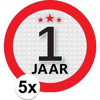 👉 Ronde sticker Leeftijdversiering 1 jaar 9 cm 5 stuks