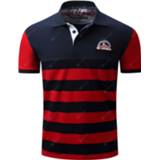 👉 Short sleeve Lava Red FREDD MARSHALL Men's Striped Print T-shirt Turn-down Collar