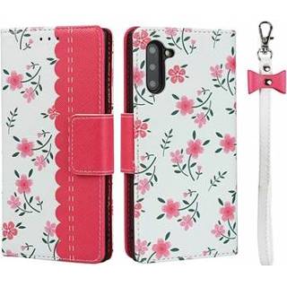 👉 Portemonneehoesje roze Bloemenpatroon Samsung Galaxy Note10 Portemonnee-hoesje - Hot Pink 5712580030104