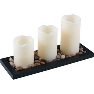 👉 Wit Heitronic 39037 LED-kaars met echte was Set van 3 stuks Amber 4002940390377
