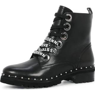 👉 Veterboots vrouwen zwart leer Steve Madden Tess 8719484764491