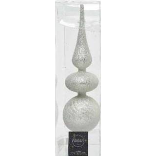 👉 Kerstboom active zilver glas zilveren glazen swirl piek 32 cm met glitter kralen