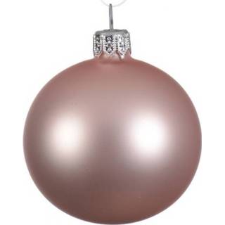 👉 Kerstbal active roze glas 6x Lichtroze glazen kerstballen 8 cm mat