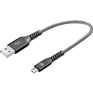 👉 Kabelmantel zwart Cellularline USB 2.0 Aansluitkabel [1x USB-A stekker - 1x Micro-USB B stekker] 0.15 m Kevlardraad, 8018080332357