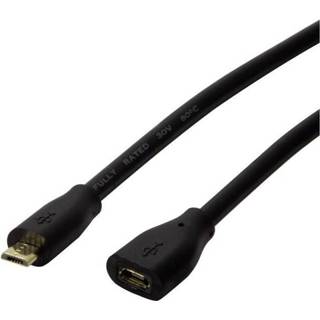 Zwart LogiLink USB 2.0 Verlengkabel [1x Micro-USB B stekker - 1x bus] 0.5 m 4052792047158