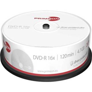👉 Zilver DVD-R disc 4.7 GB Primeon 2761203 25 stuks Spindel Mat oppervlak 4260027612037